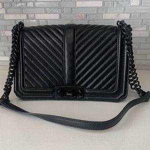 Rebecca Minkoff Black Leather purse (Chevron Quilted Love  Crossbody)